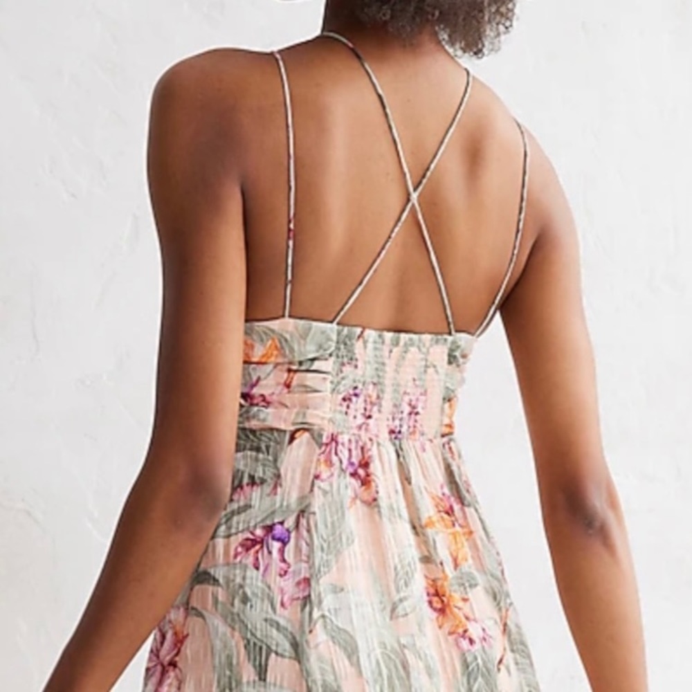 Express Floral intricate strappy  back halter dress